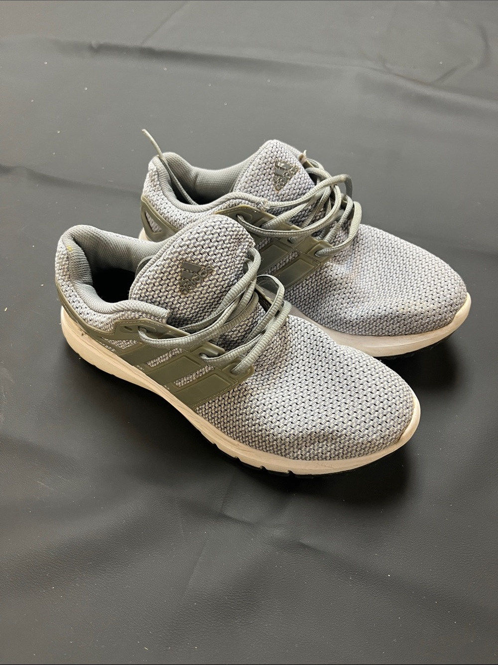 adidas Men's Grey Knit Lace-Up Sneakers